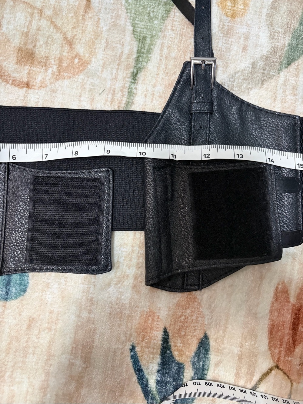 Waist Belt Steampunk Underbust Corset Belt Faux Black Leather Silver Buckle - Picture 9 of 9